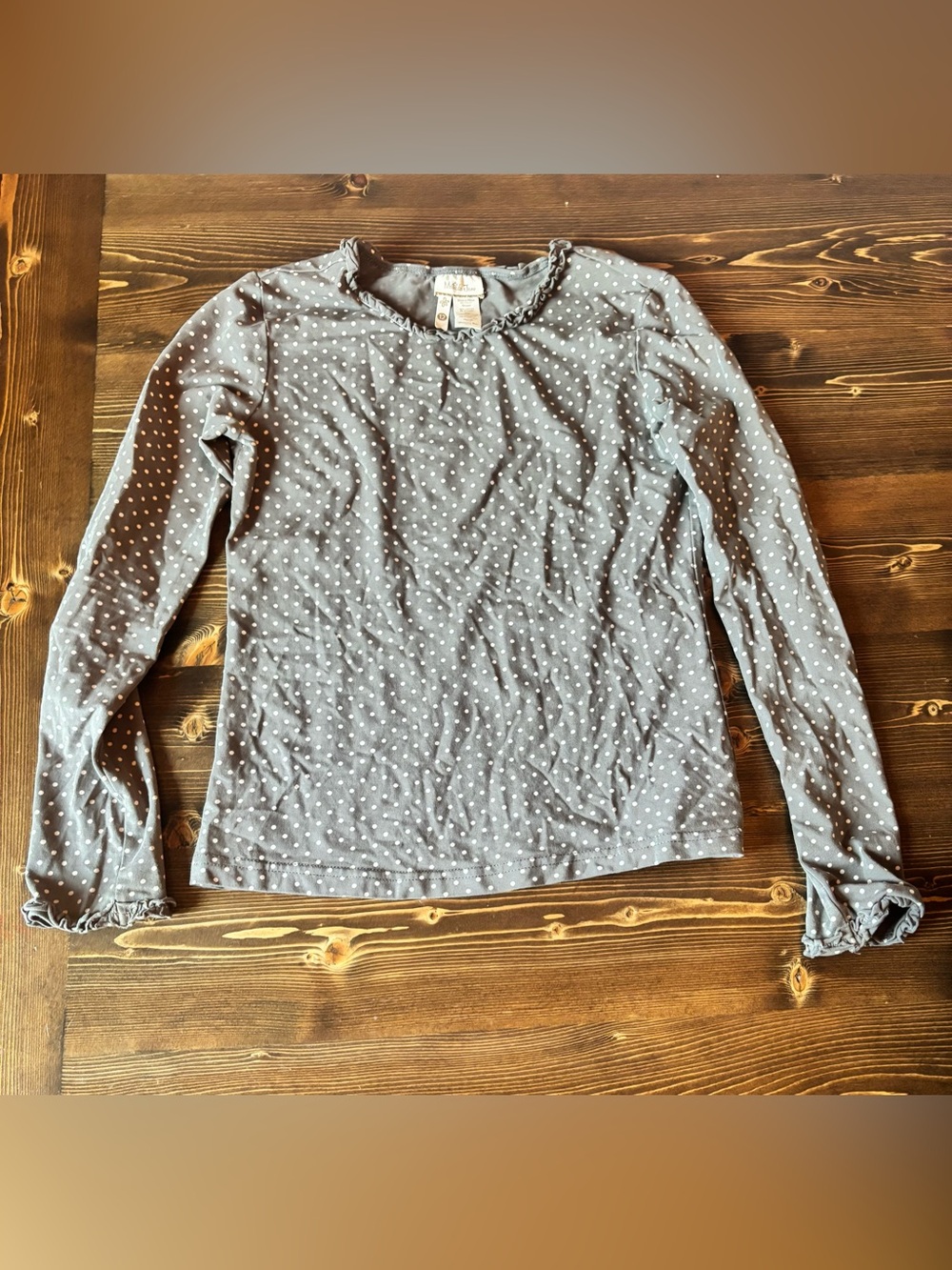 Matilda Jane Gray Long Sleeve Polka Dot Ruffle Tee